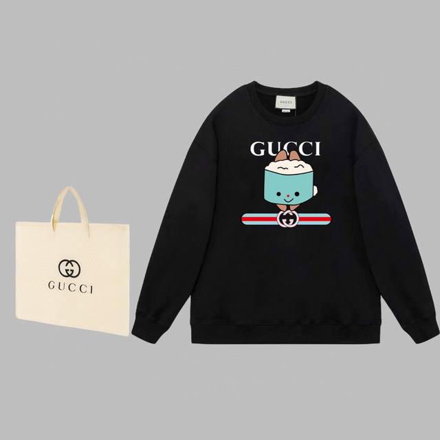 秋冬上新 GUCCI 2024秋冬新款 俏皮奶油蛋糕卫衣. 三标齐全 颜色: 杏色 黑色-xs-L