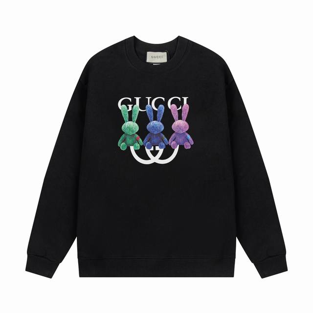 GUCCI古驰 兔年限定 三只潮兔喷墨印花 大Logo标识精致升级， 原版面料 官方同款 双股大毛圈面料同缸染面料 手感非常舒服 春夏最新砖柜同步 时尚又个性