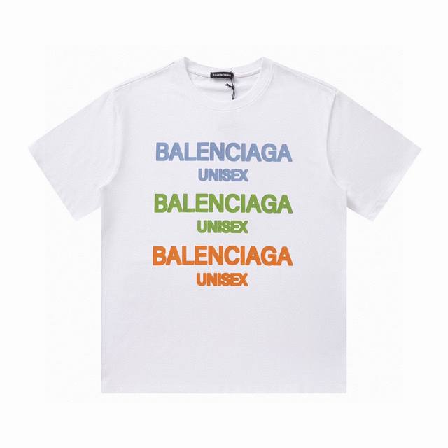 特价 齐码 Balenciaga 巴黎世家字母图案印花短袖T恤 面料舒适透气，潮范大气 原版刺绣印花一比一复刻，面料采用纯棉精梳棉面料，搭配运动鞋清新舒适 逛街