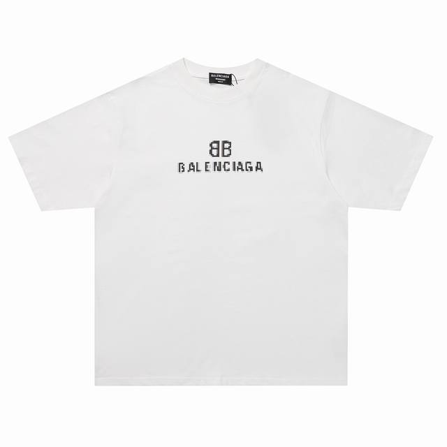 特价 白色仅剩XS Balenciaga 巴黎世家24SS马赛克BLCG LOGO 短袖T恤 面料采用280克纯棉双纱面料 -原版面料高版本高品质 网红明星同款