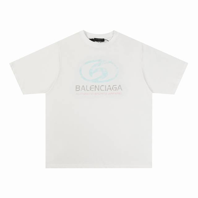 特价 白色齐，黑色剩XS S M Balenciaga 巴黎世家24SS春夏SURFER印花短袖T恤 -定制250g全棉双纱紧密爽滑面料，布面干净，布纹清晰，手