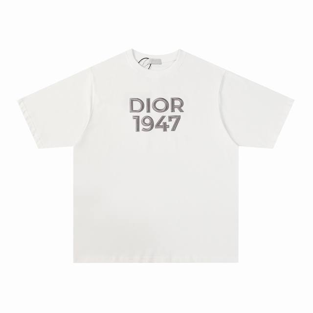 特价 黑剩M L 白剩L DIOR 迪奥24SS春夏新款1947数字刺绣短袖T 恤 -定制260g全棉双纱紧密爽滑面料，布面干净，布纹清晰，手感非常细腻扎实，更