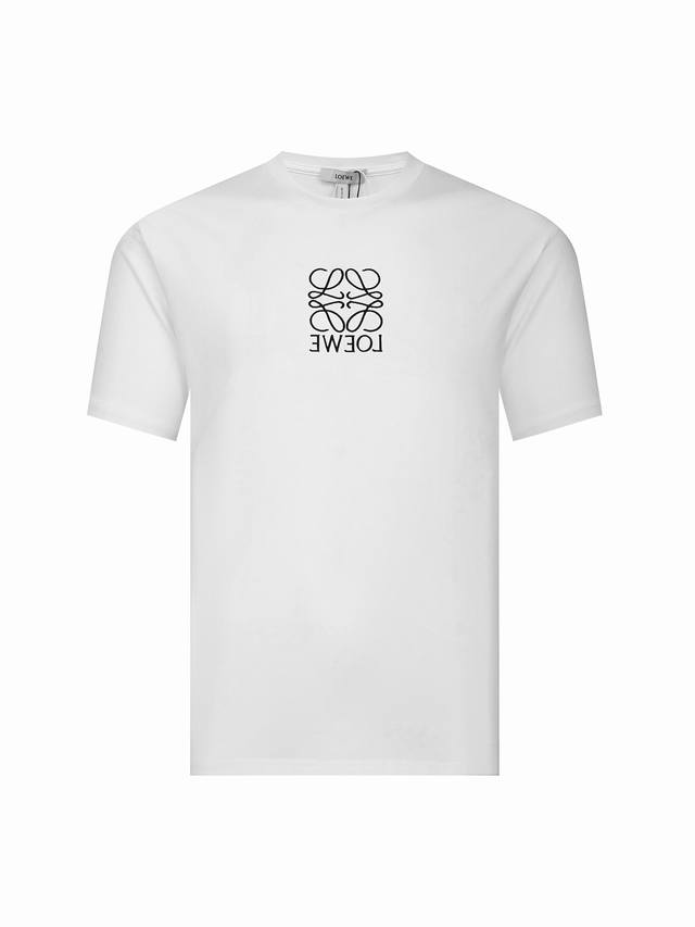 特价 黑色M 灰色 L 白色 M L XL - LOEWE罗意威经典款 高密度Logo刺绣短袖T恤 男女同款 -采用原版280g定制定染双纱紧密度面料 螺纹同缸