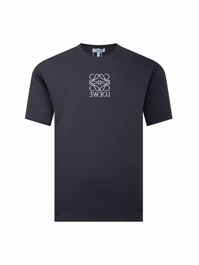 特价 黑色M 灰色 L 白色 M L XL - LOEWE罗意威经典款 高密度Logo刺绣短袖T恤 男女同款 -采用原版280g定制定染双纱紧密度面料 螺纹同缸