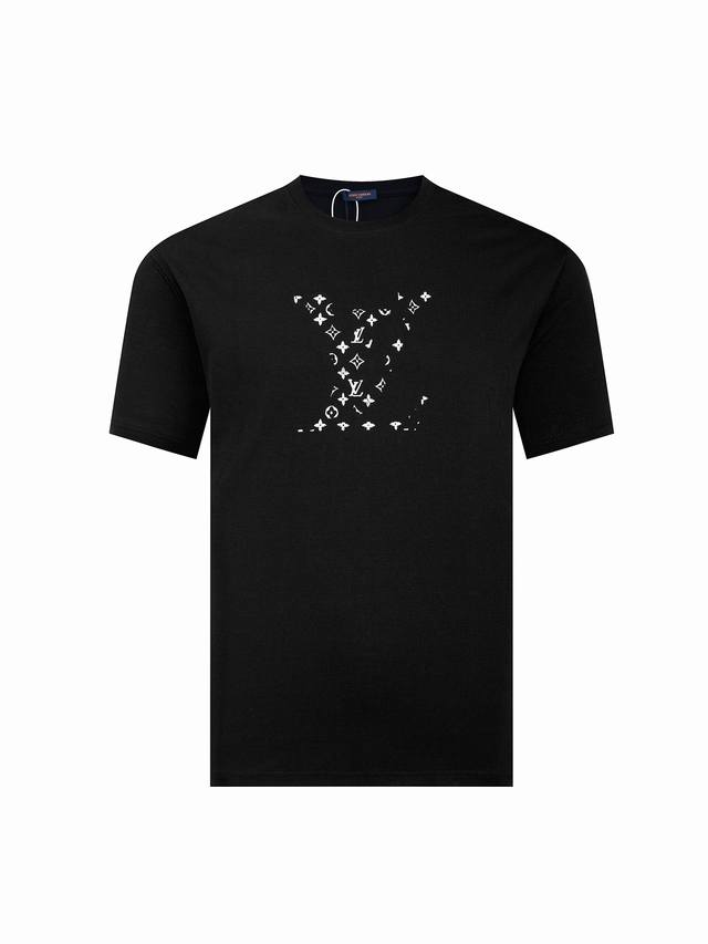 特价 黑色M XL 宝蓝色 M L XL - Louis vuitton 经典款小logo标志印花 短袖T恤 男女同款 -采用原版280g定制定染双纱紧密度面料