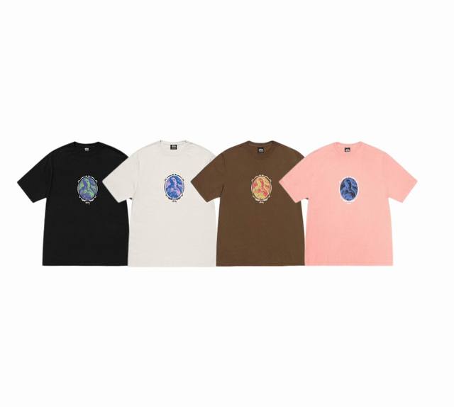 上新款号：S118 STUSSY斯图西 Stussy SS24 VENUS OVAL TEE PIGMENT DYED 夏季系列 椭圆形图案人物印花宽松短袖T恤