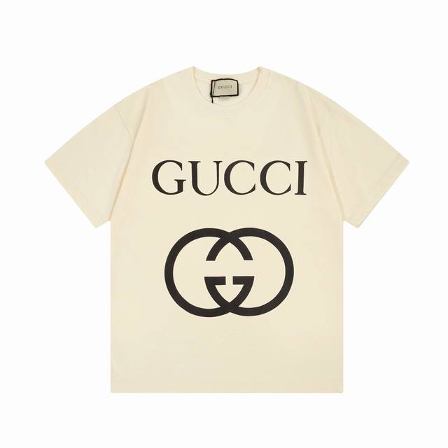 上新款号：G637 GUCCI 古驰 经典永不过时 简约印花 Logo标识精致升级，灵感源自八十年代复古 原版面料 官方同款 短袖T恤 定制260克同缸染面料