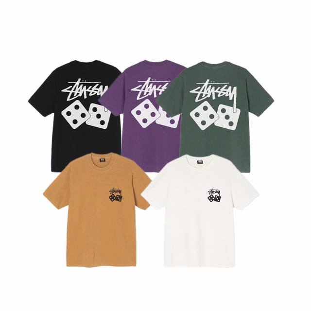 上新款号：S031 STUSSY 斯图西 Stussy Dice Pigment Dyed Tee 骰子Logo印花圆领短袖T恤 原版打造 细节高控 -面料精选