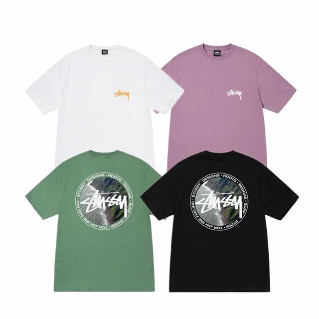 上新款号：S022 STUSSY 斯图西 Coastline Tee Logo海岸线图案印花短袖T恤 原版打造 细节高控 -面料精选230g纯棉面料 手感柔软舒