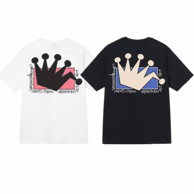 上新款号：S010 STUSSY 斯图西 Lb Crown Tee 皇冠Logo印花圆领短 袖T恤 原版打造 细节高控 -面料精选230g纯棉面料 手感柔软舒适