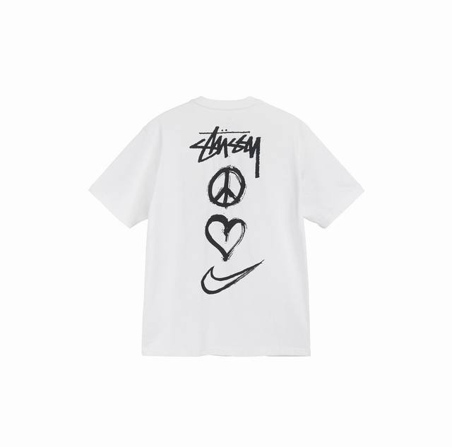 上新款号：S006 STUSSY 斯图西 Nike x Stussy 联名款 SS22 爱心字母Logo图案印花圆领短袖T恤 原版打造 细节高控 -面料精选23