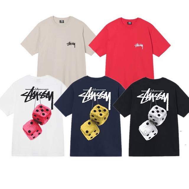 上新款号：S004 STUSSY 斯图西 TEE 骰子印花男女短袖T恤 原版打造 细节高控 -面料精选230g纯棉面料 手感柔软舒适 吸汗透气. -百搭款 原单