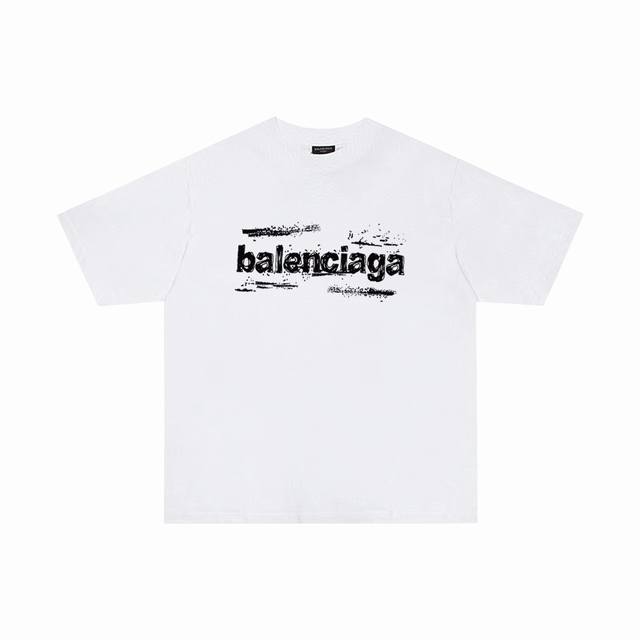 BALENCIAGA 巴黎世家 巴黎字母印花短袖T恤 定织定染280克精梳棉重磅面料 螺纹零色差 细节完美 区别市面通货版本 欢迎对比 男女同款 上图必卖款 颜