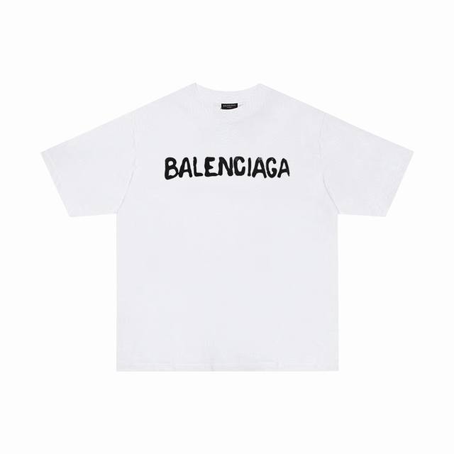 BALENCIAGA 巴黎世家 巴黎字母印花短袖T恤 定织定染280克精梳棉重磅面料 螺纹零色差 细节完美 区别市面通货版本 欢迎对比 男女同款 上图必卖款 颜