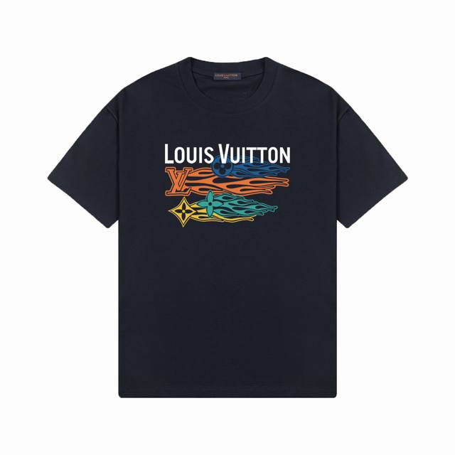 Louis vuitton 路易威登] 2024FW春夏新款 lv字母印花短袖T恤 280克双纱26支纯棉面料 四标齐全 带logo包装袋+雪梨纸 男女同款 颜