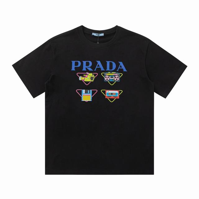 Prada 普拉达24ss独家专供新款原单休闲短袖T恤 高端定制 高版本 时尚百搭爆款计计进口面料手感超柔软细腻穿着亲肤舒适高端精品代工厂精细做工上身非常赞男士