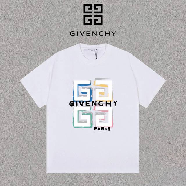 Givenchy 纪梵希 印花logo字母圆领短袖T恤男女同款 吊牌 领标 水洗唛 三标齐全 定织定染280克精梳棉面料 尺码：S-XXL 颜色：黑色，白色