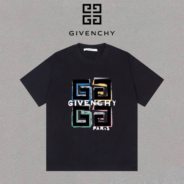 Givenchy 纪梵希 印花logo字母圆领短袖T恤男女同款 吊牌 领标 水洗唛 三标齐全 定织定染280克精梳棉面料 尺码：S-XXL 颜色：黑色，白色