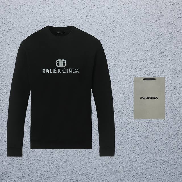 顶级版本 区别通货 款式：巴黎世家BALENCIAGA马赛克圆领卫衣 颜色：图片色 尺码：S-XL 面料：400G毛圈 辅料：全套定制辅料 无性别区分 男女同款