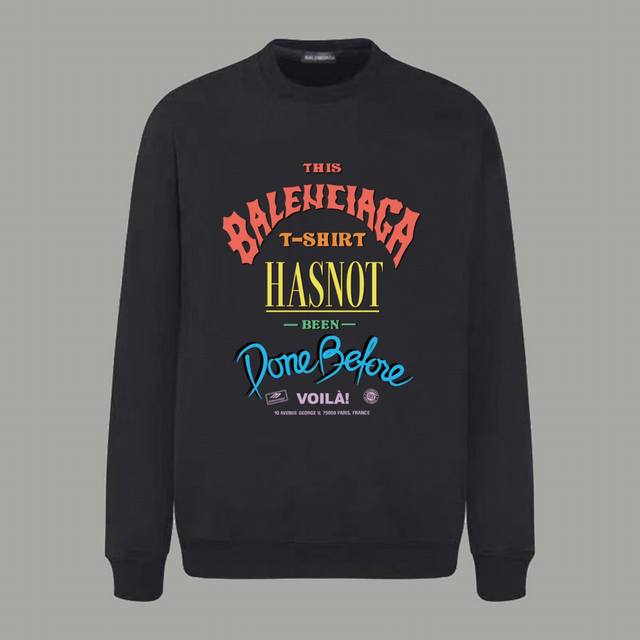 Balenciag* 巴黎世家 2024早秋新款 混合LOGO印花字母 专柜宽松版型 400克高克重纯棉毛圈面料 圆领套头卫衣 颜色：黑色 白色 码数：XS-L