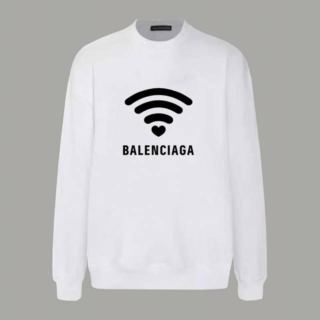 Balenciag* 巴黎世家 2024早秋新款 混合LOGO印花字母 专柜宽松版型 400克高克重纯棉毛圈面料 圆领套头卫衣 颜色：黑色 白色 码数：XS-L