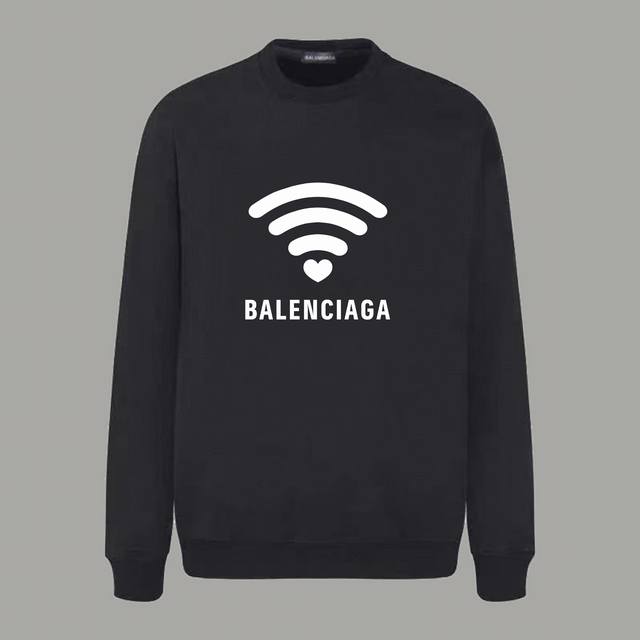 Balenciag* 巴黎世家 2024早秋新款 混合LOGO印花字母 专柜宽松版型 400克高克重纯棉毛圈面料 圆领套头卫衣 颜色：黑色 白色 码数：XS-L