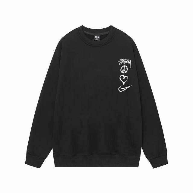 款号HN146 高品质版本，区别通货 STUSSY 斯图西 NIKE联名爱心字母LOOG印花男女卫衣 -面料精选390克毛圈面料 手感柔软舒适 吸汗透气. -百