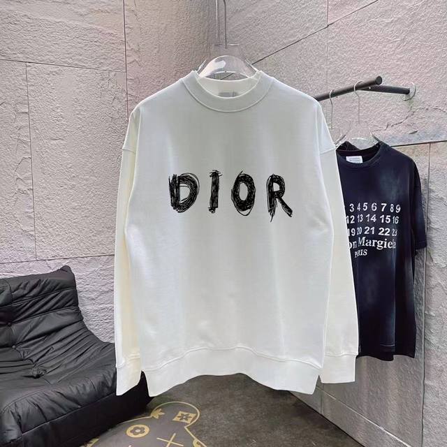 Dio 迪奥2024秋冬新款 字母logo印花 圆领卫衣 定制面料 男女同款 尺码：S M L XL XXL 五个码 颜色：黑色 白色