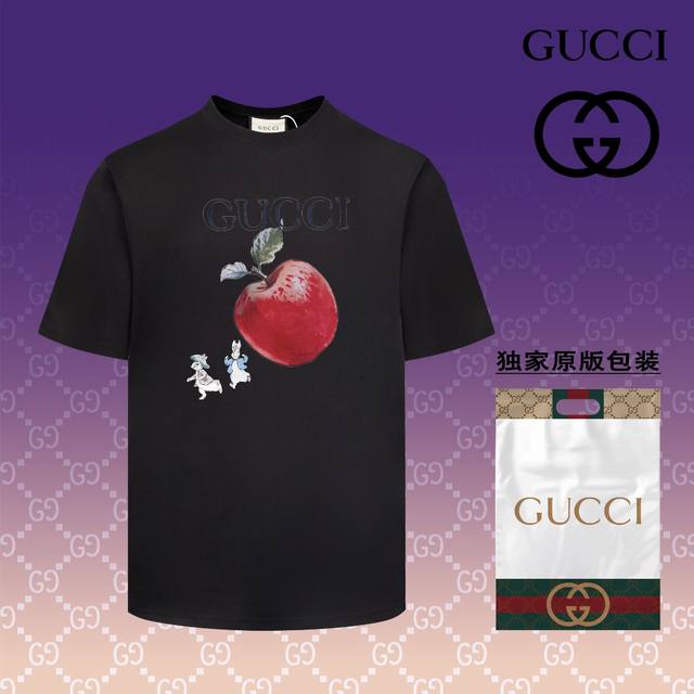 高版本 古驰 GUCCI 2024春夏季新款 搭配重工高端数码个性LOGO印花，做工细致完美 高端定制，采用230克双面定制面料，版型设计前卫时尚，上身有型，非