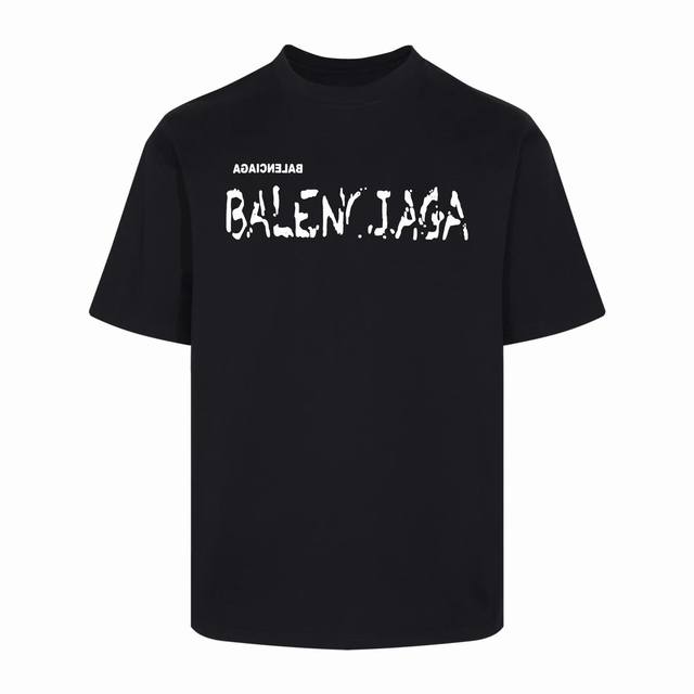 balenciaqa 巴黎世家巴黎反字母立体发泡短袖t恤图案的地方浆料能够透过到织物上渗透性强且面料纹路清晰可见 后幅图案中有细微的虚化设计效果据实物对点数在菲