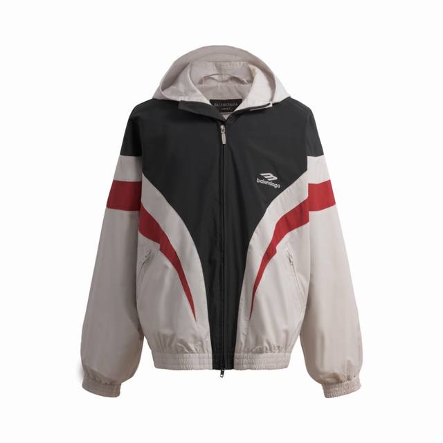 Balenciaga 3B SPORTS ICON TRACKSUIT夹克 面料特点：科技府绸面料通常指的是在府绸基础上融入了科技元素的面料。密度高、纱线细密、