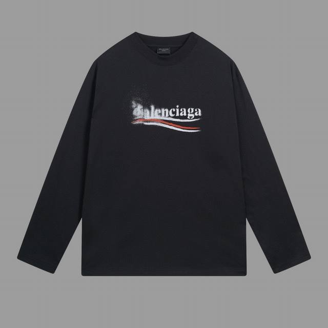 顶级版本 官网品质 巴黎BALENCIAGA 24ss模糊溶解可乐直喷印花长袖 面料采用260g巴黎专用双纱*高克重1比1双纱罗纹 前幅采用进口康丽直喷白癦印花