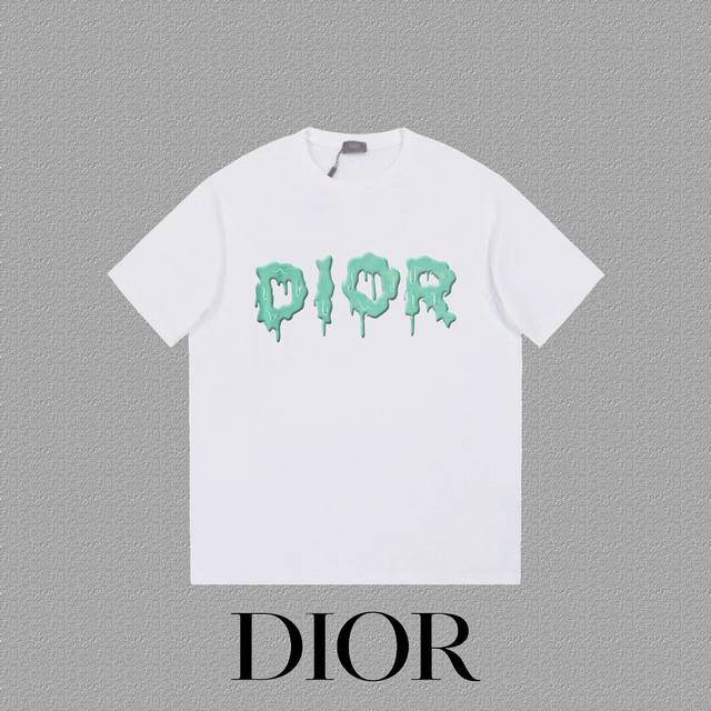 DIOR 迪奥] 2024FW短袖T恤 LOGO印花 高端32s双纱260克面料 重磅面料 定制拉架罗纹同缸同染 三标齐全 男女同款 颜色：黑色 白色 尺码：X