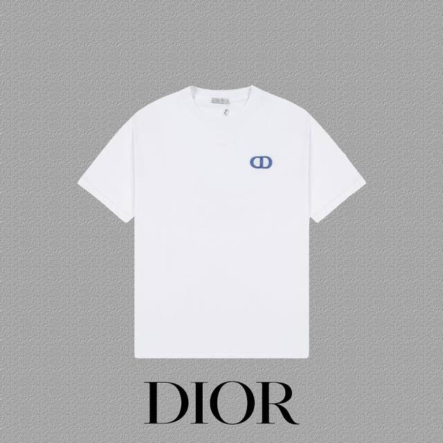 DIOR 迪奥] 2024FW短袖T恤 经典款CD刺绣字母 高端32s双纱260克面料 重磅面料 定制拉架罗纹同缸同染 三标齐全 男女同款 颜色：黑色 白色 尺