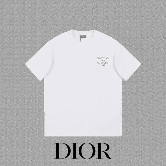 DIOR 迪奥] 2024FW短袖T恤 LOGO印花 高端32s双纱260克面料 重磅面料 定制拉架罗纹同缸同染 三标齐全 男女同款 颜色：黑色 白色 尺码：X