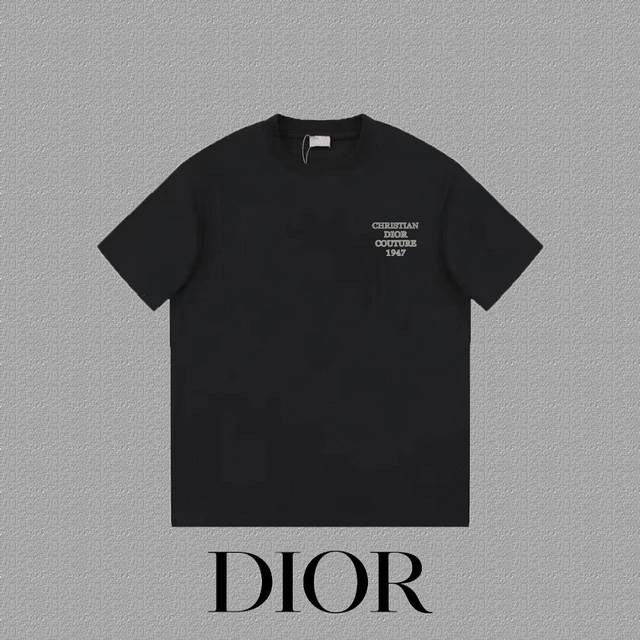 DIOR 迪奥] 2024FW短袖T恤 LOGO印花 高端32s双纱260克面料 重磅面料 定制拉架罗纹同缸同染 三标齐全 男女同款 颜色：黑色 白色 尺码：X