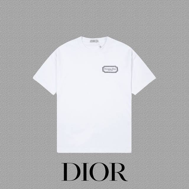 Dior 迪奥] 2024FW短袖T恤 刺绣工艺 高端32s双纱260克面料 重磅面料 定制拉架罗纹同缸同染 三标齐全 男女同款 颜色：黑色 白色 尺码：S M