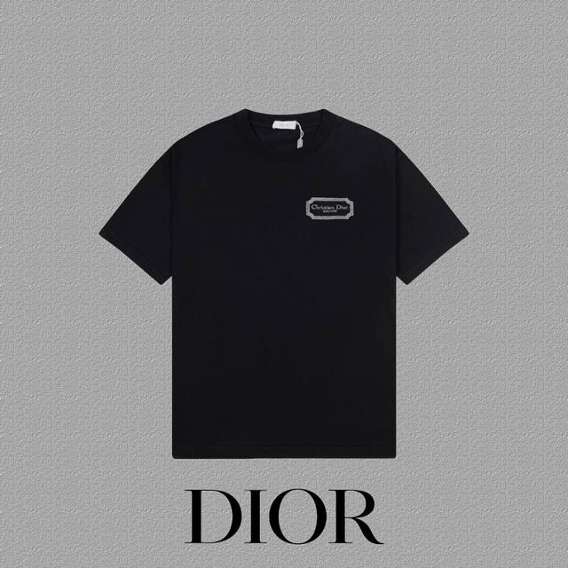 Dior 迪奥] 2024FW短袖T恤 刺绣工艺 高端32s双纱260克面料 重磅面料 定制拉架罗纹同缸同染 三标齐全 男女同款 颜色：黑色 白色 尺码：S M