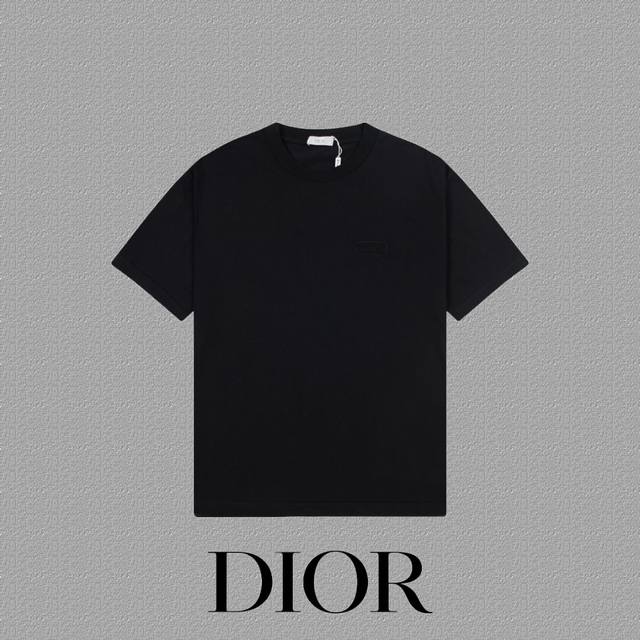 Dior 迪奥] 2024FW短袖T恤 刺绣工艺 高端32s双纱260克面料 重磅面料 定制拉架罗纹同缸同染 三标齐全 男女同款 颜色：黑色 白色 尺码：S M