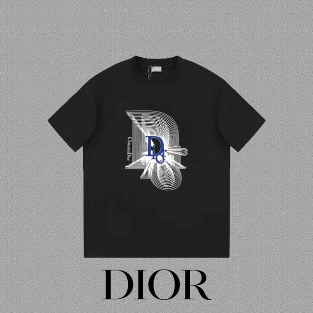 DIOR 迪奥] 2024FW短袖T恤 LOGO印花 高端32s双纱260克面料 重磅面料 定制拉架罗纹同缸同染 三标齐全 男女同款 颜色：黑色 白色 尺码：X