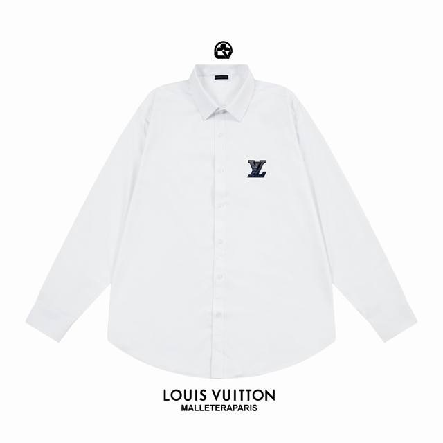 LV 路易威登官网经典品牌铁标Logo 设计长袖衬衫 对版定染面料 上身高级感十足 纯棉竹纤维面料 高品质 男女同款 码数:39-43 M-3XL