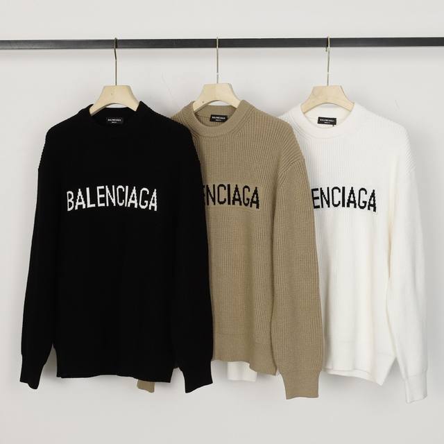 Balenciaga巴黎世家毛衣针织衫宽松版本 7针进口编织机制造 山羊毛原料纱线 客供进口毛衣面料 颜色定染 优质重磅高品 抗静电性与伸缩性及保暖效果更优 上