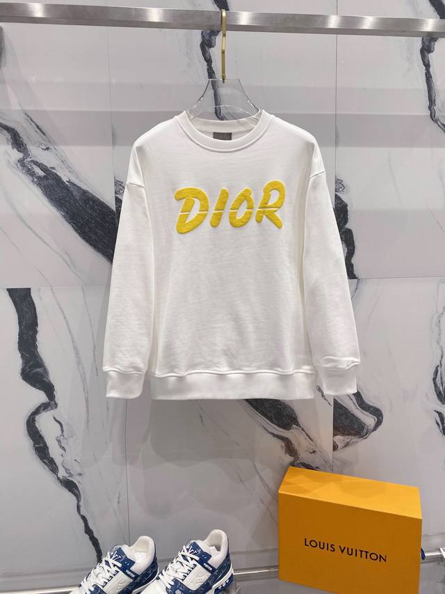 Dior 迪奥 2024秋季圆领新款卫衣 黄色发泡字母LOGO印花标识 原版面料 官方同款 400克 同缸染面料 手感非常舒服 超级百搭好看 个性复古气质 男女