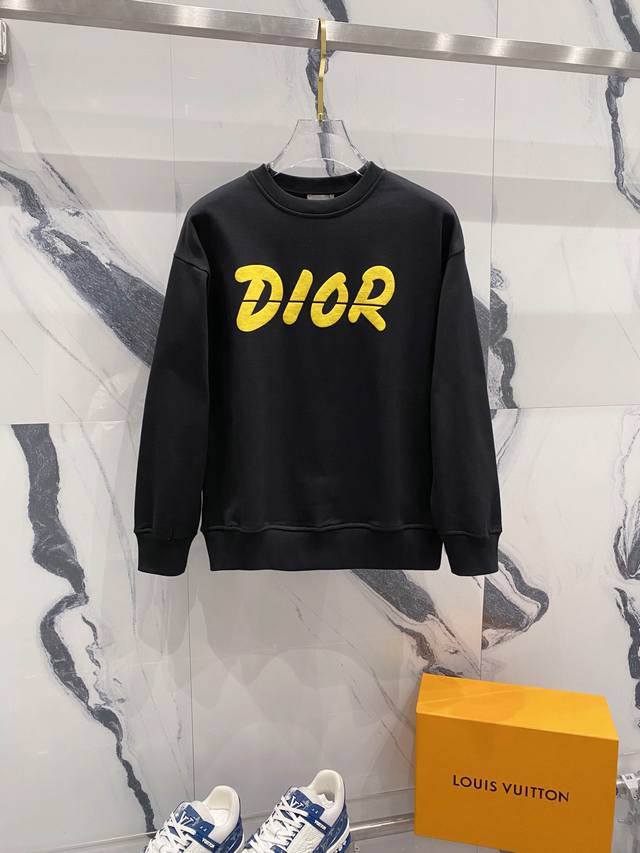 Dior 迪奥 2024秋季圆领新款卫衣 黄色发泡字母LOGO印花标识 原版面料 官方同款 400克 同缸染面料 手感非常舒服 超级百搭好看 个性复古气质 男女