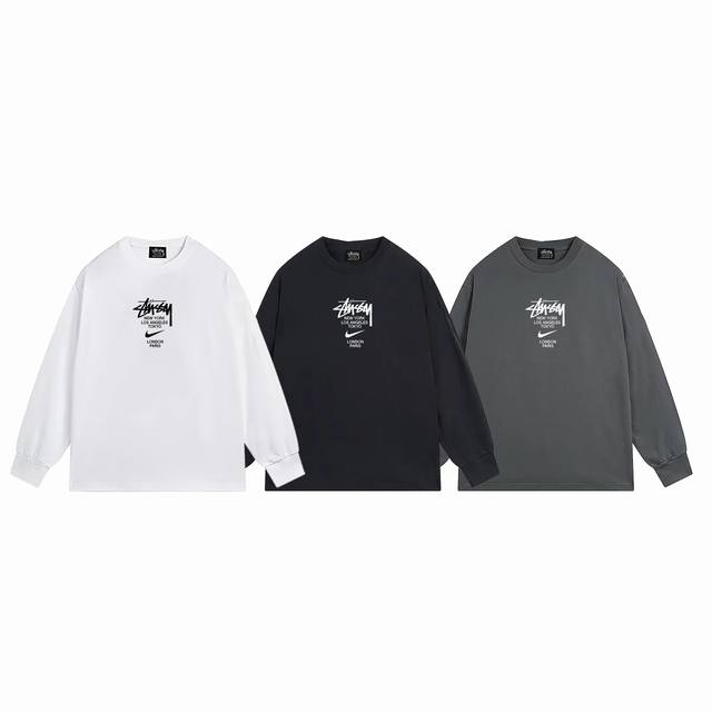 上新款号：S1047 STUSSY 斯图西 Nike x Stussy 联名款 Logo圆领长袖T恤 原版打造 细节高控 -面料精选280g纯棉面料 手感柔软舒