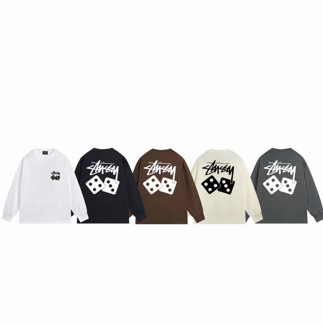 上新款号：S1022 STUSSY 斯图西 Stussy Dice Pigment Dyed Tee 骰子Logo印花圆领长袖T恤 原版打造 细节高控 -面料精