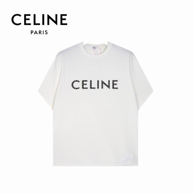 特价 款号：CL072 特价 CELINE｜赛琳 24SS 锍钉字母印花星星烫钻经典短袖- Logo标识精致升级，灵感源自八十年代复古 原版面料 官方同款 短袖