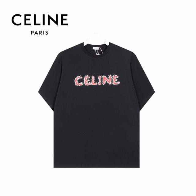 特价 款号：CL071 特价 CELINE｜赛琳 24SS 锍钉字母印花经典火焰短袖- Logo标识精致升级，灵感源自八十年代复古 原版面料 官方同款 短袖T恤