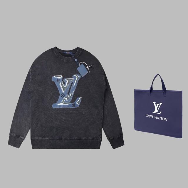 可配手提袋5 路易威登 Louis Vuitton LV 24SS早秋新款 白漆涂鸦字母套头圆领卫衣 轻奢主义 男女日常通勤穿搭必备单品 正确版本 随意对比 详