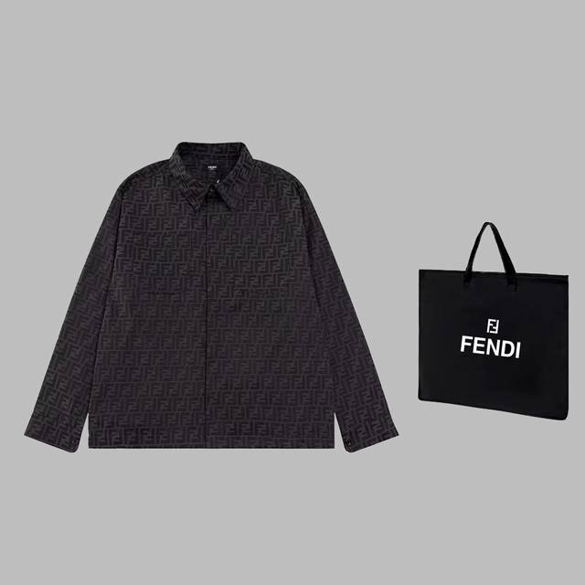 可配手提袋5 FENDI 2024 秋冬新款 倒顺F提花布衬衫外套 原版面料 高版本 高品质 网红明星同款 左右上下对花裁缝 双尺套里衬衣 手缝扣子 扣子开模定